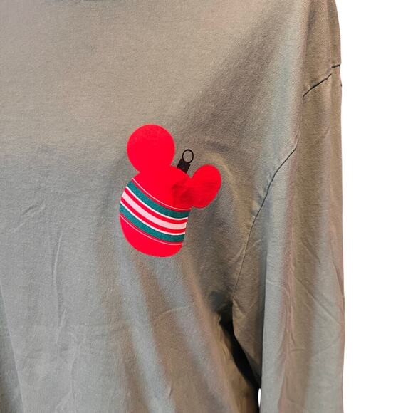 Disney Mickey Mouse "Sleigh What" Long Sleeve Holiday Tee.  Unisex Size Small - Picture 3 of 7